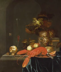 Nature morte de fruits avec un homard