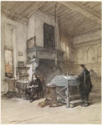 Archives à Veere avec des figures en costume du XVIIe siècle