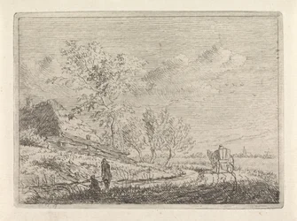 Paysage avec charrette et deux pêcheurs