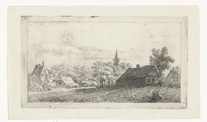 Vue de village avec clocher entre les arbres