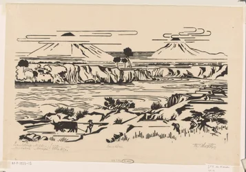 Paysage, Java central : Merbaboe, Merapi, rivière Ello