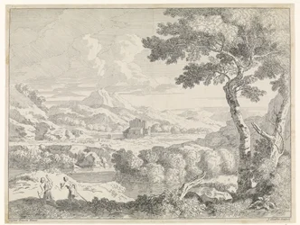 Paysage vallonné avec bergers
