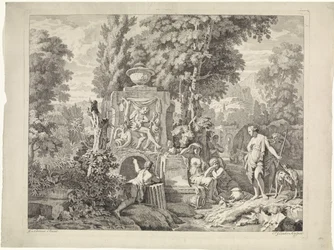 Paysage avec une fontaine et Diane et ses nymphes