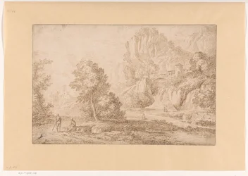 Paysage de montagne avec un pont sur une cascade