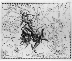 La constellation Persée. Planche tirée de « Firmamentum Sobiescanum sive Uranographia » par Johannes Hevelius ou Hevel (1611-1687)