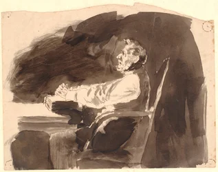 Vieil homme à une table avec une bible