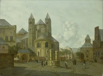Paysage urbain imaginaire avec église romane