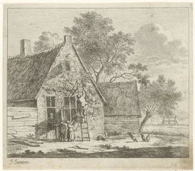 Ferme avec cour (Octobre, De twaalf maanden, De gecouleurde Teekeningen van de 12 Maanden)