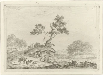 Paysage avec bergers en conversation
