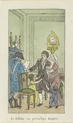 Intérieur avec famille et officier