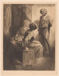 Trois figures conversant