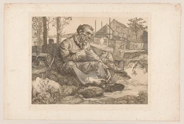 Homme se reposant près d