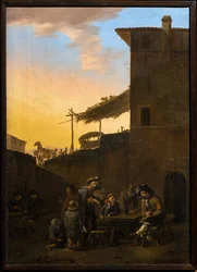 Buveurs devant une auberge italienne