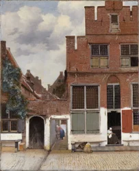 Vue de maisons à Delft, connue sous le nom de "The little street" (la petite rue)[1].
Autre(s) titre(s) :  
Vue de maisons à Delft[2].

 La petite rue[2].