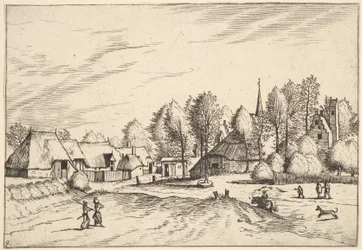 Village de campagne avec clocher d