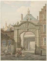 Vue à travers une porte à Dordrecht