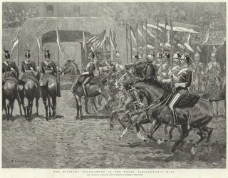 Le Tournoi Militaire au Royal Agricultural Hall (gravure)