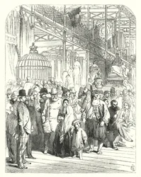 Exposants et visiteurs au Crystal Palace, Hyde Park, Londres, lieu de la Grande Exposition de 1851