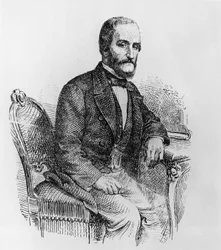 Portrait de Raffaele Busacca dei Gallidoro (1810-1893), homme politique et économiste italien, gravure