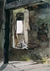 Intérieur du moulin à vent sur le champ de bataille de Crécy