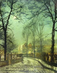 Une route au clair de lune, XIXe siècle