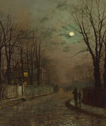 Une route humide, Knostrop, Yorkshire par John Atkinson Grimshaw, 1886