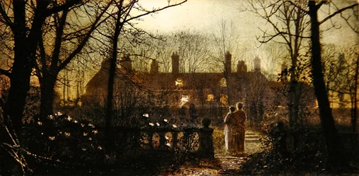 Scène au clair de lune avec deux personnages