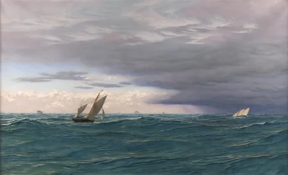 Yachts dans une mer agitée, Méditerranée, 1871