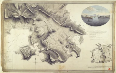 Plan des environs du port anglais et de Monks Hill sur l