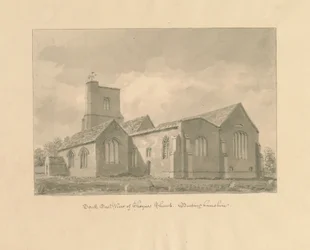 Buckinghamshire - Église de Chenies : dessin sépia, 1824