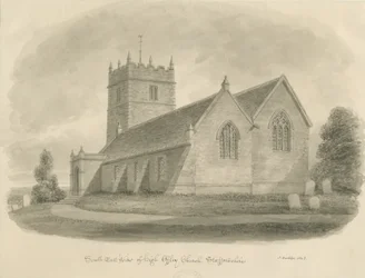 Église de High Offley : dessin sépia