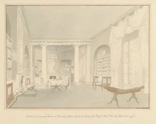 Kent - Bromley Hill - Intérieur de la salle de dessin de la bibliothèque, 1816
