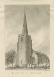 Lichfield - Église Saint-Michel : dessin sépia