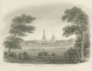 Cathédrale de Lichfield - Vue nord-ouest (lointaine)