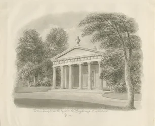 Shugborough - Temple dorique : dessin sépia, 1842