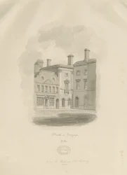 Stafford - Ancienne banque sur la place du marché : dessin sépia