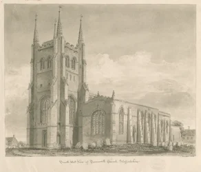 Église de Tamworth : dessin sépia