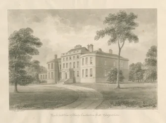 Thorpe Constantine Hall (dessin au lavis sépia, 1848)