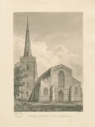 Église de Wolstanton : dessin sépia