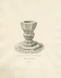 Worcestershire - Église de Hampton Lovett - Fonts baptismaux : dessin sépia