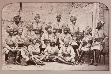 Officiers britanniques et indigènes, 3e régiment de cavalerie du Bengale