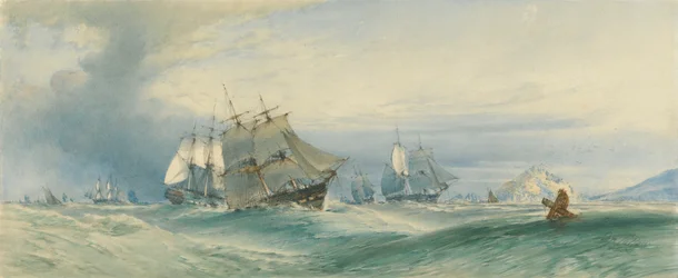 Navires au large du mont Saint-Michel, Cornouailles