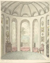 Château de Lea, Worcestershire, salon, vue vers le nord, vers 1816