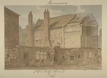 Vue est des ruines de Bermondsey House, 1838