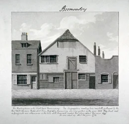 Maison de réunion de Sainte Marie-Madeleine dans la cour, Bermondsey Square, Londres, vers 1828