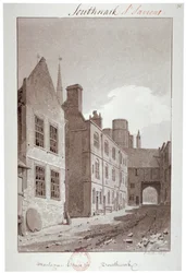 Vue vers la porte de Montague House, Southwark, Londres, 1827