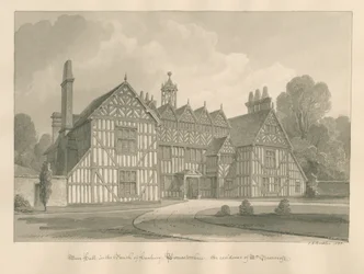 Worcestershire - Hanbury - Meer Hall : dessin sépia