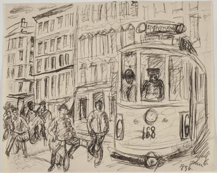 La ligne 16 (le tramway) tourne au coin