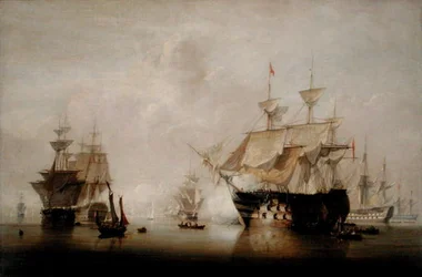 Navires de guerre séchant leurs voiles