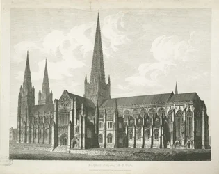 Cathédrale de Lichfield - Vue du sud-est (gravure)